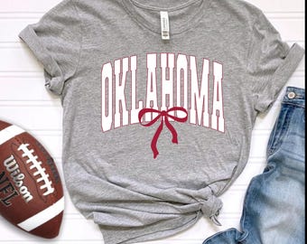 Oklahoma Bow Sweatshirt: State Pride Gingham Shirt