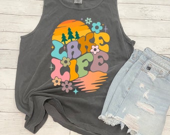 Lake life retro comfort color tank top