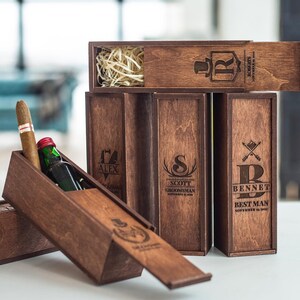 Groomsmen proposal box - will you be my groomsman, Best man proposal, Father of bride gift, Cigar gift box, Keepsake box