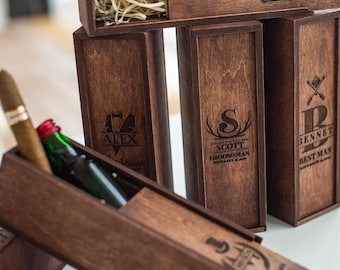 Groomsmen proposal box, Will you be my groomsman, Best man proposal, Father of bride gift, Cigar gift box, Keepsake box, Groomsmen gift box