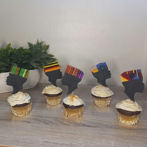 Men&#39;s Variety African Kente Cupcake Toppers