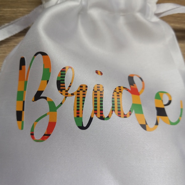 Personalized African Kente Print Satin Gift Bags