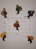 African Silhouette Magnets with Kente Cloth Headwrap ( Cardstock) - Set of 2