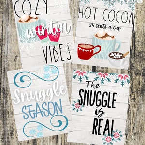 Set of Four 8x10 or 8.5x11 Cozy Winter Printables