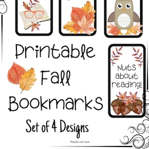 Set of Four Fall Printable Bookmarks