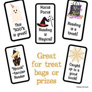 Set of Five Halloween Printable Bookmarks