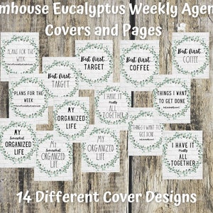 Farmhouse Eucalyptus Printable Weekly Agenda Pages and Covers