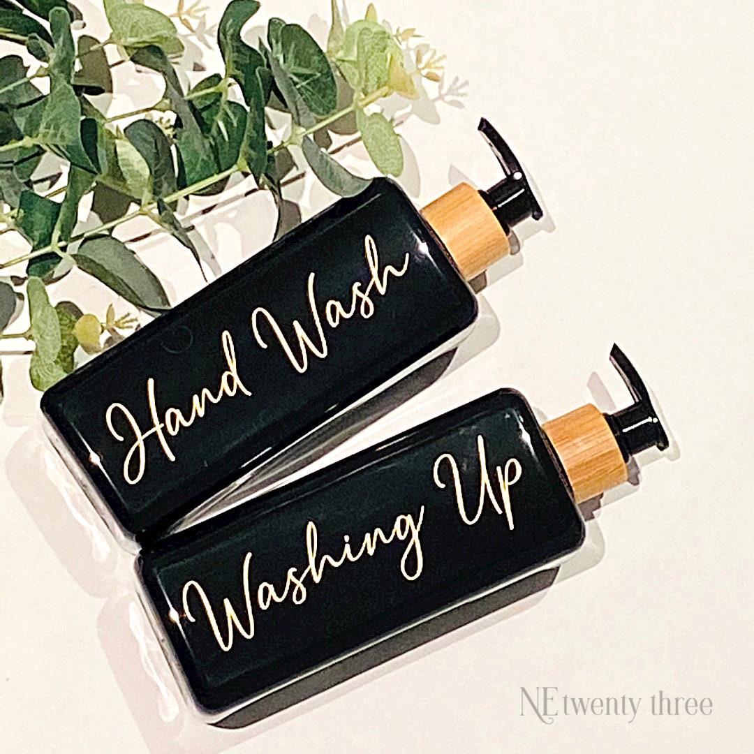 Square Personalised Bathroom Bottles Black Gloss 500ml Pump Etsy