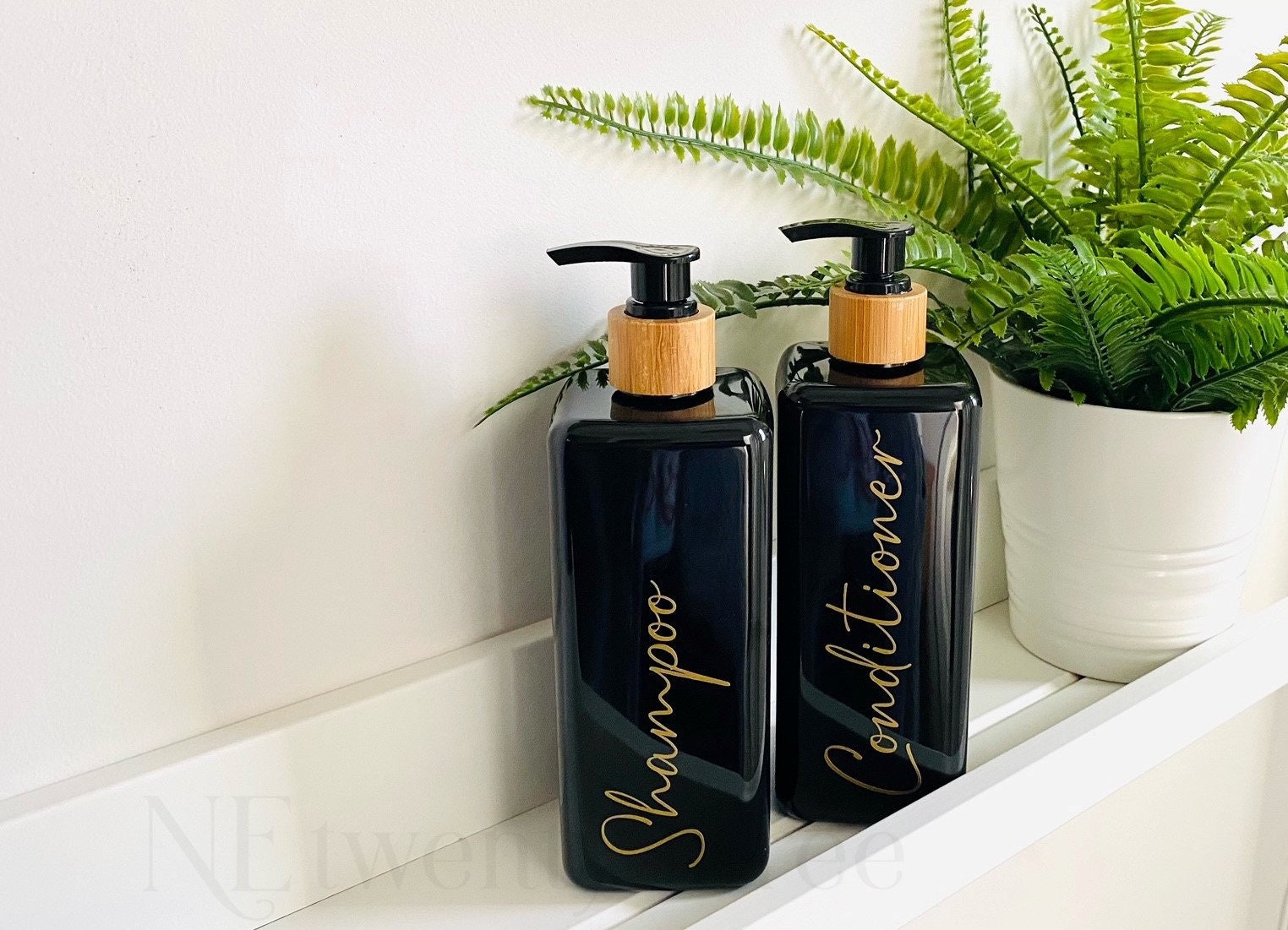 Square Personalised Bathroom Bottles Black Gloss 500ml Pump Etsy Ireland