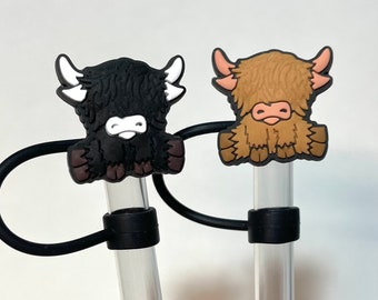 Highland cow straw topper | Stanley straw toppers | tumbler accessories