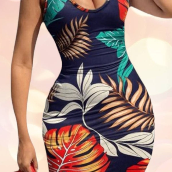 Hawaiian Fruit Tropical Print Bodycon Dress