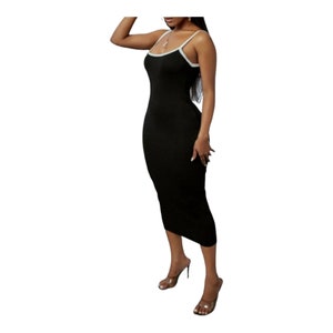 Essential Spaghetti Strap Black Mid Calf Dress