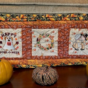 Embroidered Autumn Table Runner Christmas Harvest Table Runner Fall Table Runner and Wall Hanging is also an option