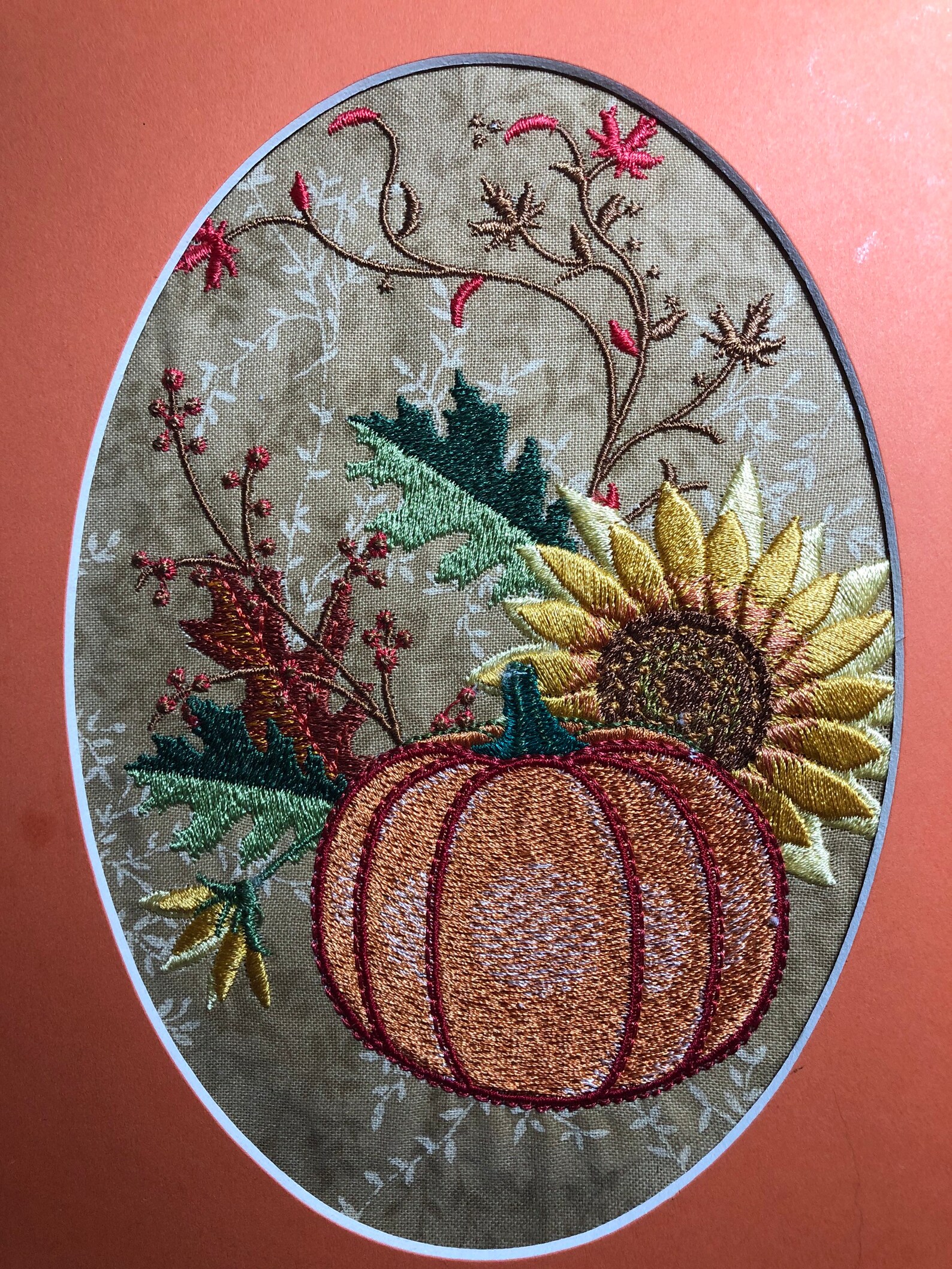 Autumn embroidered matted framed picture fall picture pumpkin  etsy Autumn embroidered matted framed picture fall picture pumpkin  etsy