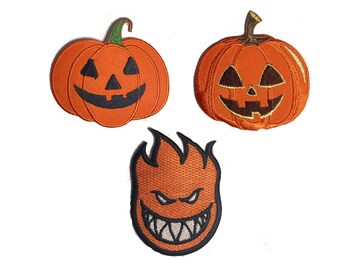 Halloween Kürbis, Kürbis Aufnäher, Kürbis gestickt Eisen auf Aufnäher Abzeichen für Kleidung etc.
