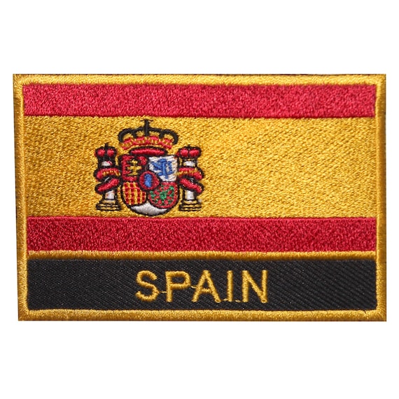  BANDERA DE ESPAÑA, Bandera Nacional Española con Borde Dorado/ Parche de Hierro Aplique/España : Arte y Manualidades
