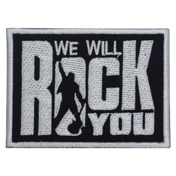 Musik Aufnäher, We will rock you Patch Bestickt Aufnäher Aufnäher Aufbügler Bügelbild 7,5x5,5cm