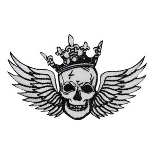 Racer patch, biker patch, Biker Crown Skull Patch,  Embroidered Iron on Sew on Patch Badge For Clothes etc. 10x6cm