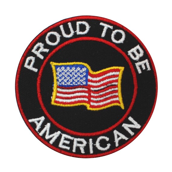 BANDIERA AMERICANA CON TOPPA APPLIQUE RICAMO BORDO NERO-USA - Foto 3