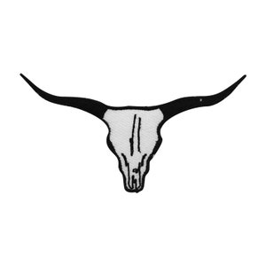 Racer patch, biker patch, Longhorn Bull Skull patch,  Embroidered Iron on Sew on Patch Badge For Clothes etc. 9x5cm