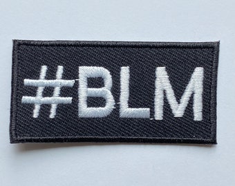 Black Lives Matter #BLM simple text Embroidered Iron on Sew on Patch Badge For Clothes etc. 7X3.5 CM