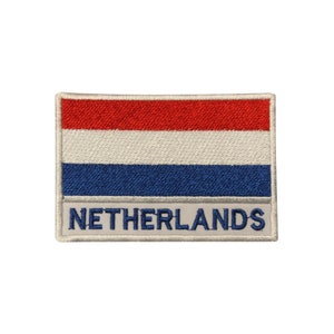 May include: Embroidered patch with the Dutch flag in red, white, and blue with the word "NETHERLANDS" below the flag.