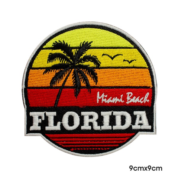 Florida Patch, Miami Beach Patch, travel Patch, Cool Patch Embroidered Iron on Sew on Patch Badge For Clothes etc.