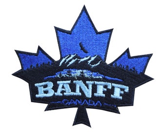 Canada Flag, maple leaf patch, Banff patch, Tourist patch, Embroidered Iron on Sew on Patch Badge For Clothes 8.5x7 CM etc.