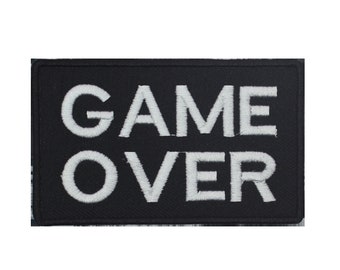 Game Over Embroidered Iron on Sew on Patch Badge For Clothes etc. 10x6cm