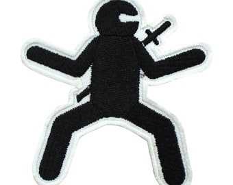Black Ninja patch, funky Patch, Cool Patch Embroidered Iron on Sew on Patch Badge For Clothes etc. 7.5x7cm