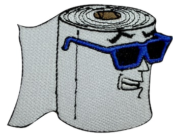 toilet patch, Toilet Paper smiley Patch, Cool Patch Embroidered Iron on Sew on Patch Badge For Clothes etc. 7x6cm
