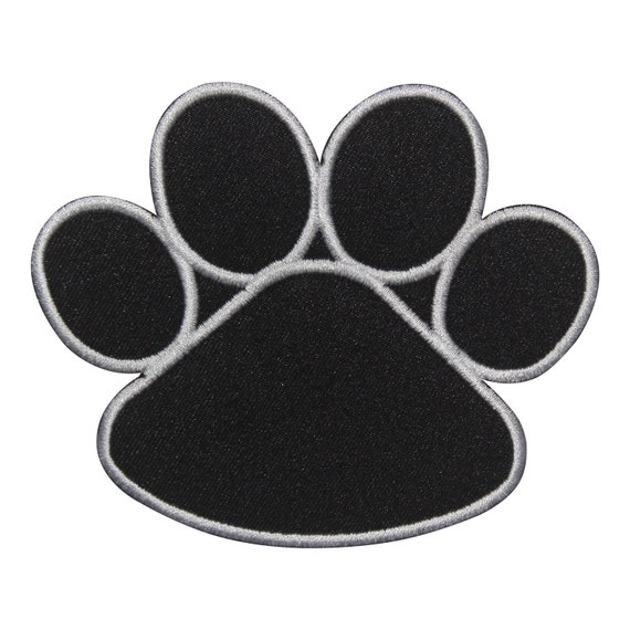 Dog Paw Black Embroidered Iron on Sew on Patch Badge for Clothes