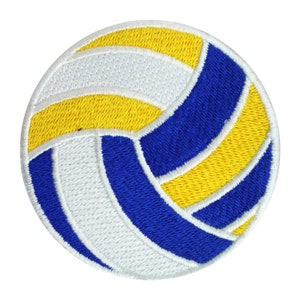 May include: A white, blue, and yellow embroidered volleyball patch.