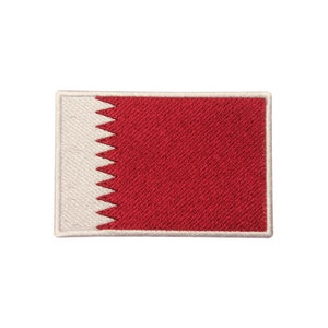 May include: A white and maroon embroidered patch with the flag of Qatar.