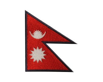 Nepal National Flag Embroidered Iron on Sew on Patch Badge For Clothes 6 X 9 CM etc.