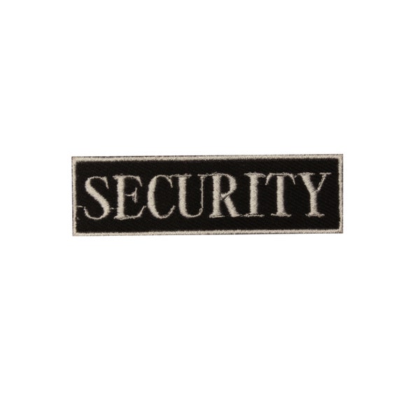 Security Patch for Blazer or Jacket 95 x 25mm Black Silver SECURITY Badge Sew on or Iron on 275 x70mm for Military Door Prison Guards