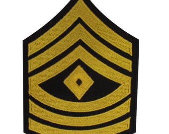 Military Stripe Patch First Sergeant Yellow Embroidered Iron on Sew on Patch Badge For Clothes etc. 12x9cm