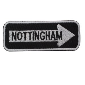 Nottingham Road Sign Biker bordado ferro em costura em remendo crachá para roupas etc.