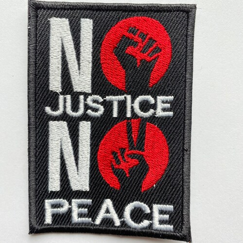 Black Lives Matter keine Gerechtigkeit kein Frieden BLM gesticktes Aufnäher zum Aufnähen Abzeichen für Kleidung etc. 9X6.5 CM