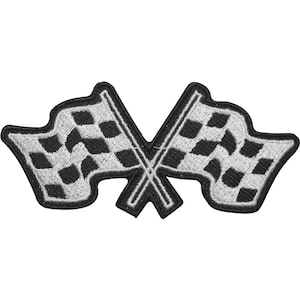 Bandiere da corsa ricamate in ferro su cucire su patch badge per vestiti ecc. 9x4 cm