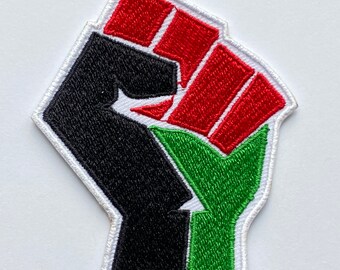 Black Lives Matter BLM Hand Fist Colourful Embroidered Iron on Sew on Patch Badge For Clothes etc. 9.5 X 7 CM
