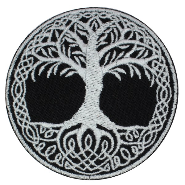 Viking Tree of life Yggdrasil Black superhero Embroidered Iron on Sew on Patch Badge For Clothes etc. 7cm