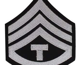 Military Stripe Patch  Staff Sergeant Chevron white Embroidered Iron on Sew on Patch Badge For Clothes etc. 10x9cm
