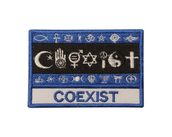 COEXIST Flag Embroidered Iron on Sew on Patch Badge For Clothes etc. 9 x 6 cm