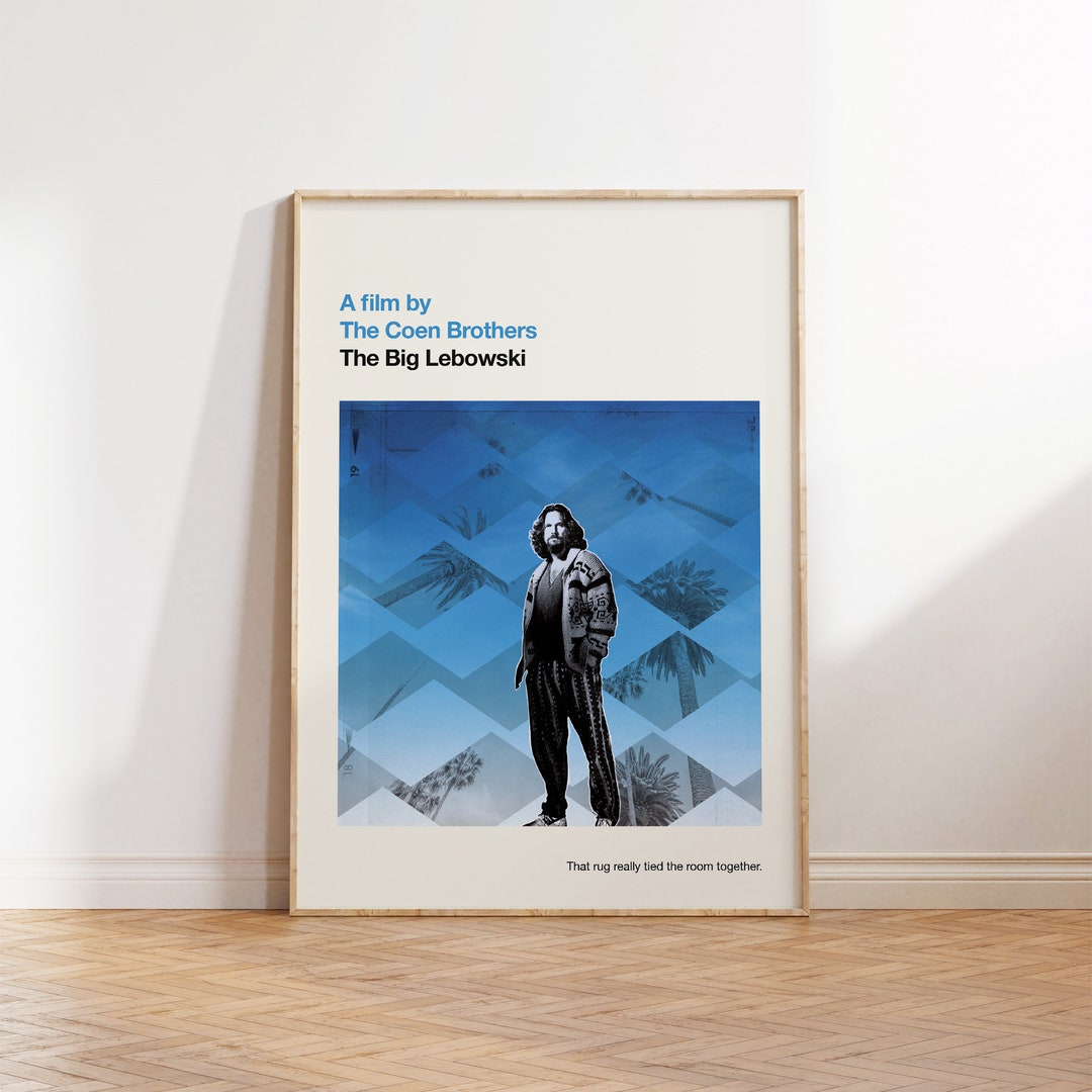 The Big Lebowski Print Movie Poster, Retro, Mid Century Modern, Vintage