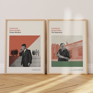 Gangster TV prints set - Movie poster, retro, mid century modern, vintage art print, minimalist