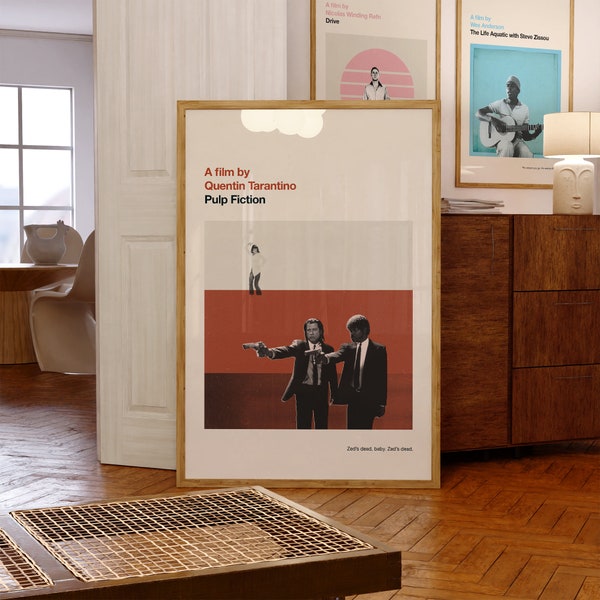 Impresión Pulp Fiction - Cartel de película, retro, moderno de mediados de siglo, impresión de arte vintage, minimalista