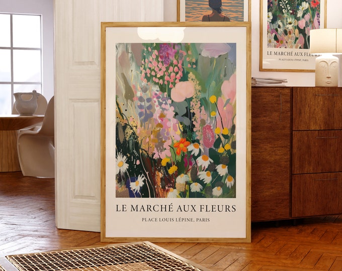 French Flower Market Art Print - Botanical Wall Art, Flower Market ...