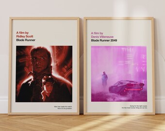 Conjunto de pôsteres de Blade Runner - Pôster do filme, estilo retrô, moderno de meados do século, arte vintage, minimalista