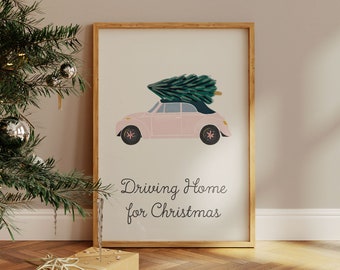 Impression de voiture de Noël : art mural des fêtes de fin d'année